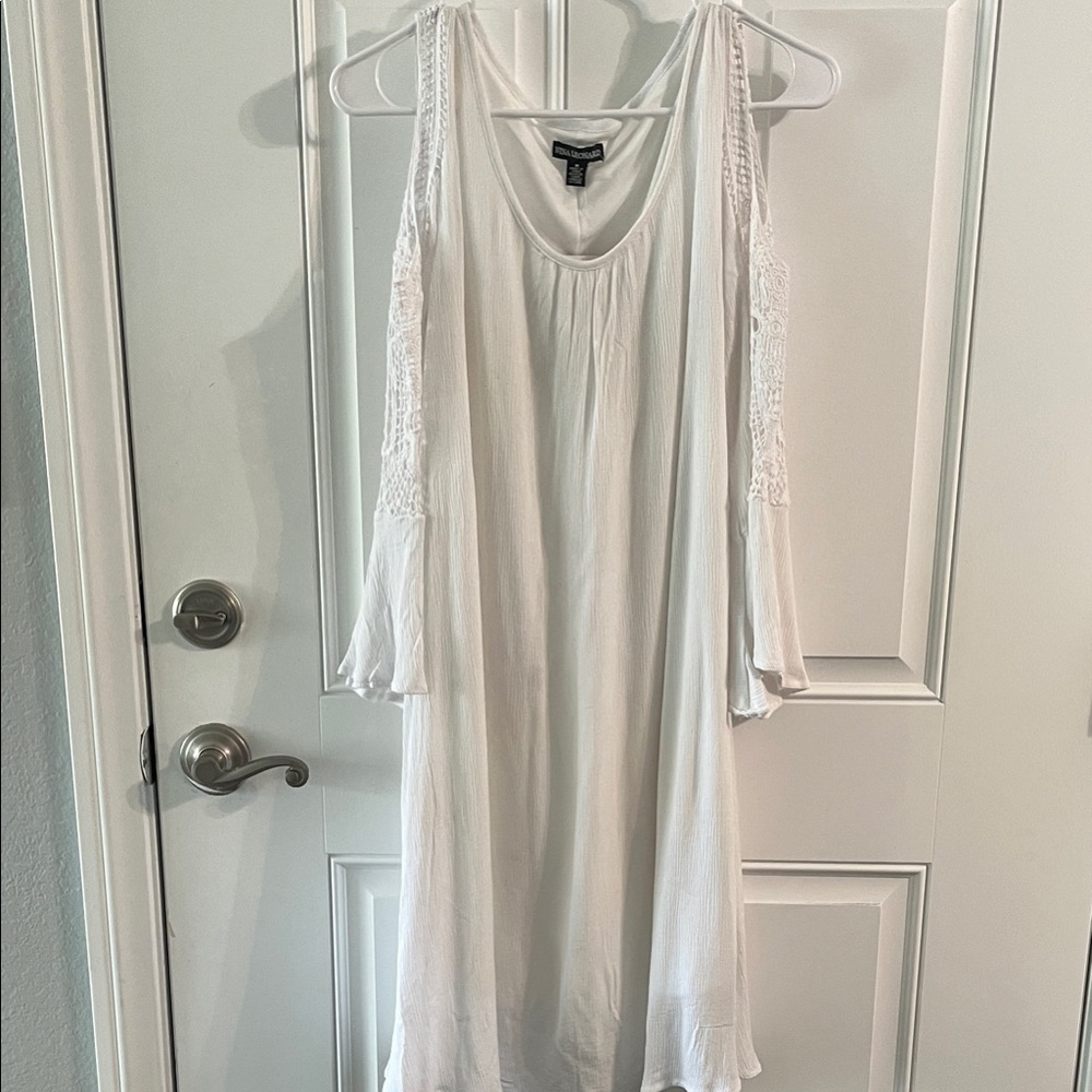 Nina Leonard White Lace Sleeve Dress